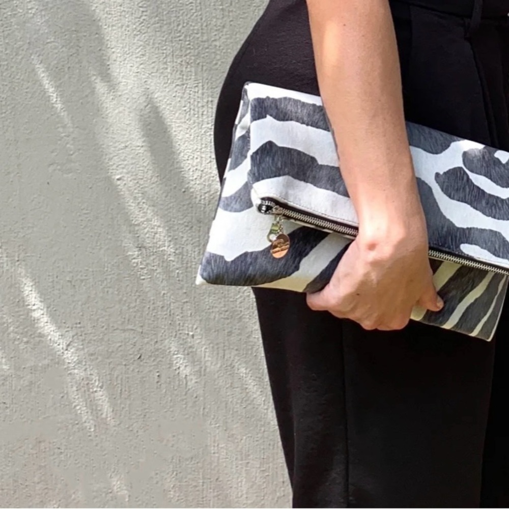 Zebra Print Fold-Over Clutch🖤
